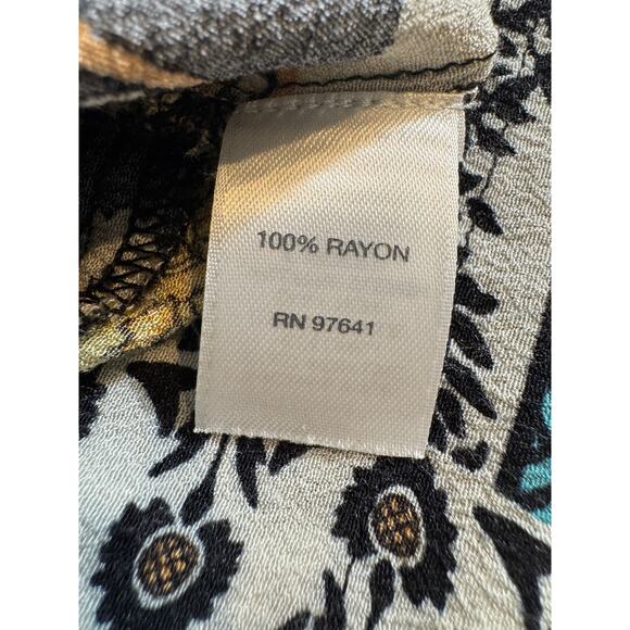 J. Jill blouse mixed floral print 3/4 sleeve top blue white yellow popover Sz S - Picture 8 of 8